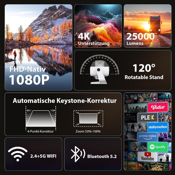 Projecteur Intelligent Full HD 1080p - Android 11 - Jusqu'à 35% de remise