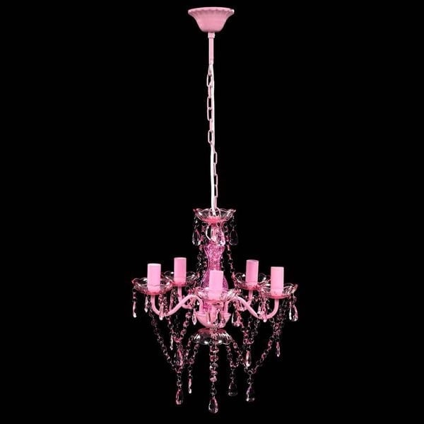 Lustre en cristal rose 5 ampoules - Jusqu'à -34% de remise
