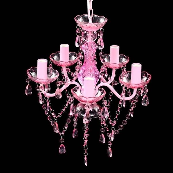 Lustre en cristal rose 5 ampoules - Jusqu'à -34% de remise