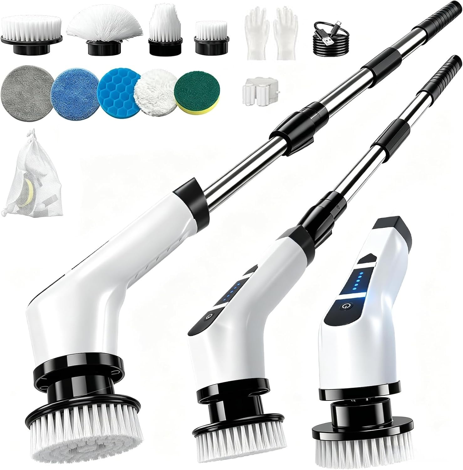 Brosse rotative électrique 9 têtes avec manche télescopique - Jusqu'à -32%