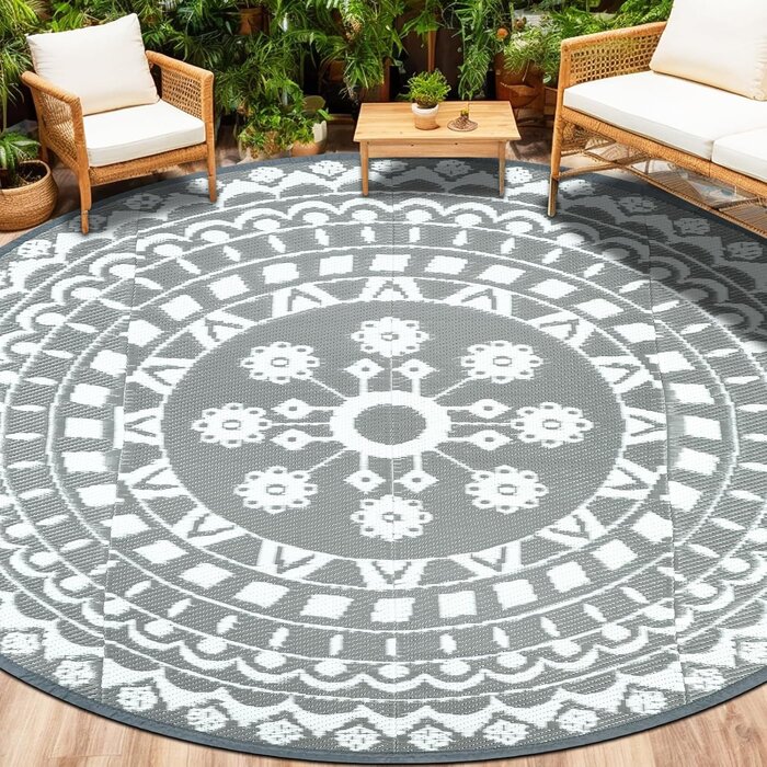 Tapis d'extérieur rond 180 cm - Réversible et imperméable - Jusqu'à -33%