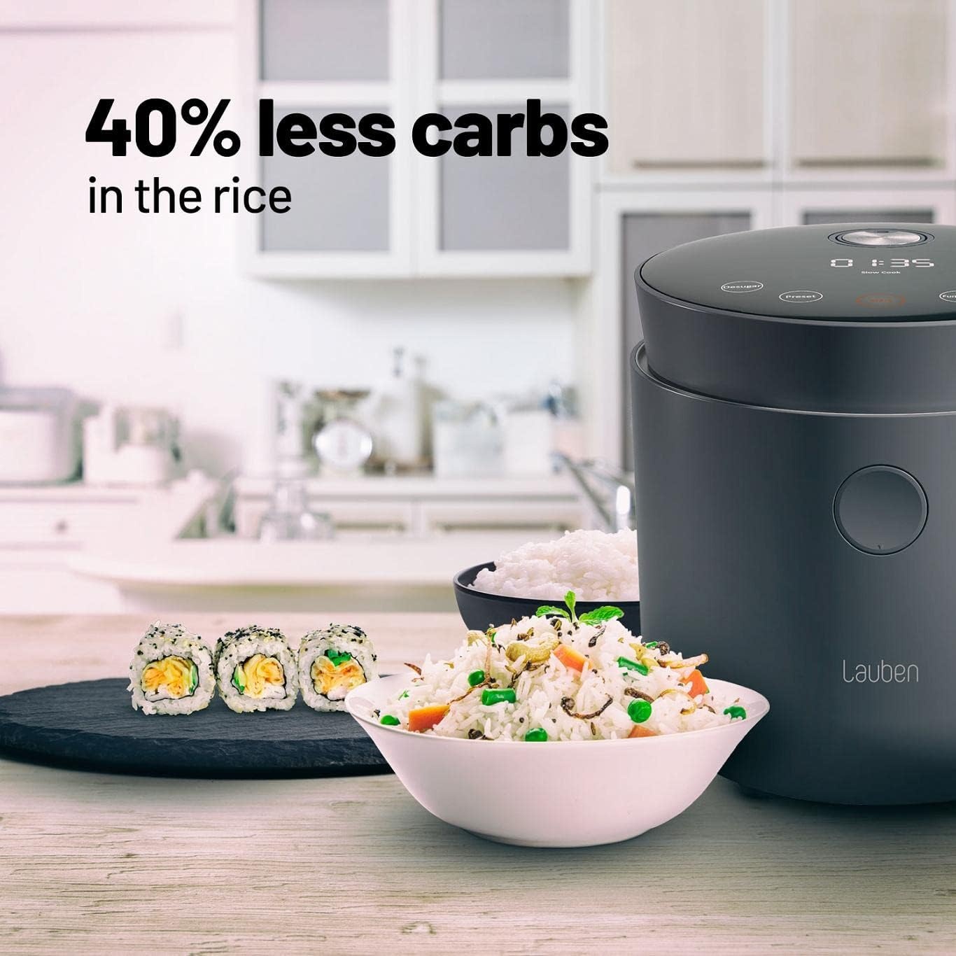 Cuiseur à riz Low Sugar 1,5L - 6 modes - Inox - Jusqu'à 30% de réduction