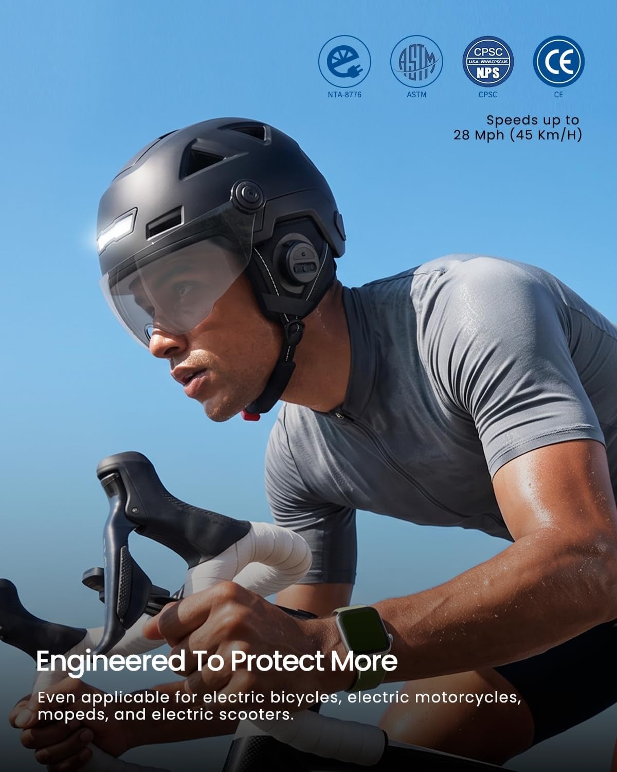 Casque de vélo intelligent Bluetooth avec clignotants - Jusqu'à 34% de réduction