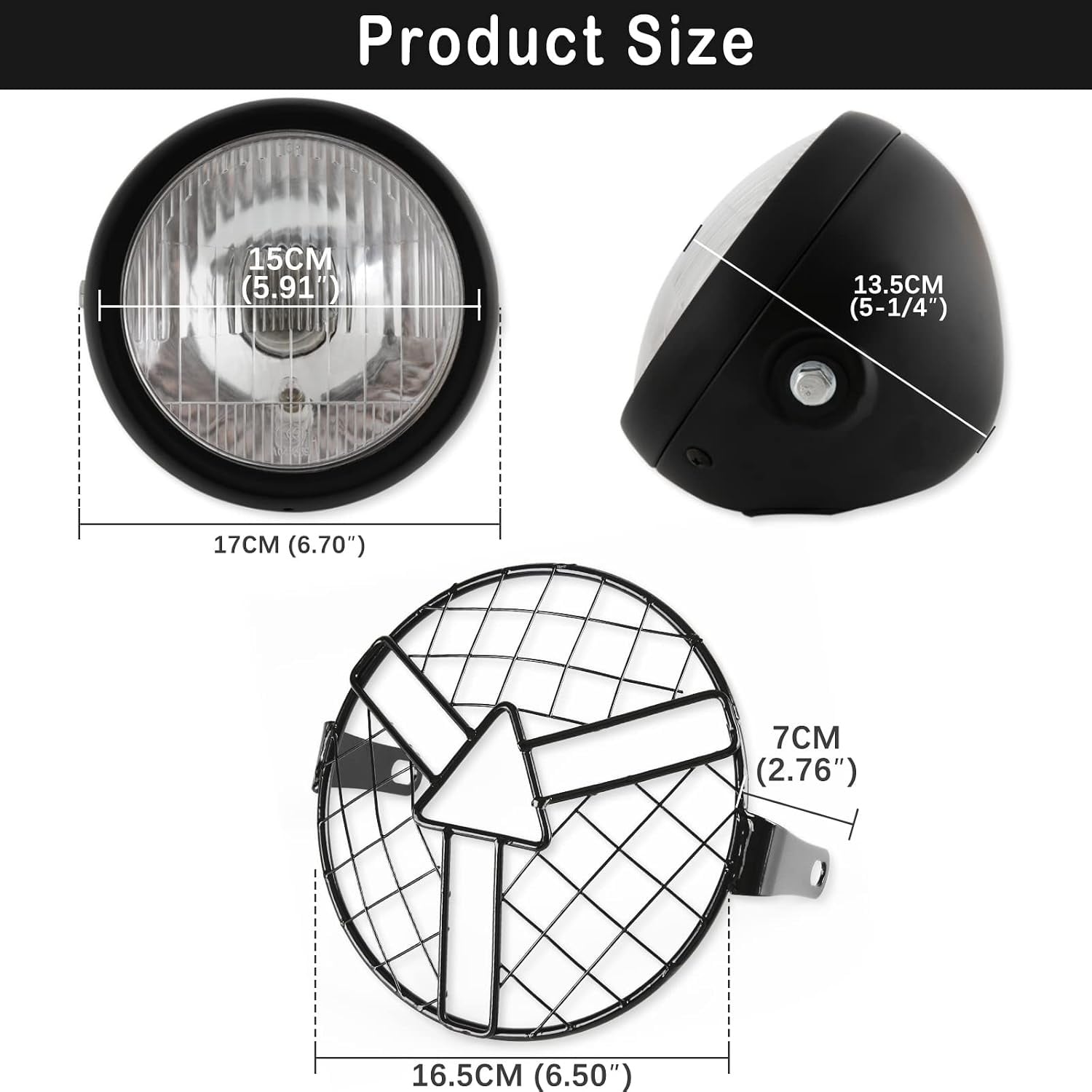 Phare LED 6,8" Moto Universel avec Grille - Jusqu'à 28% de remise