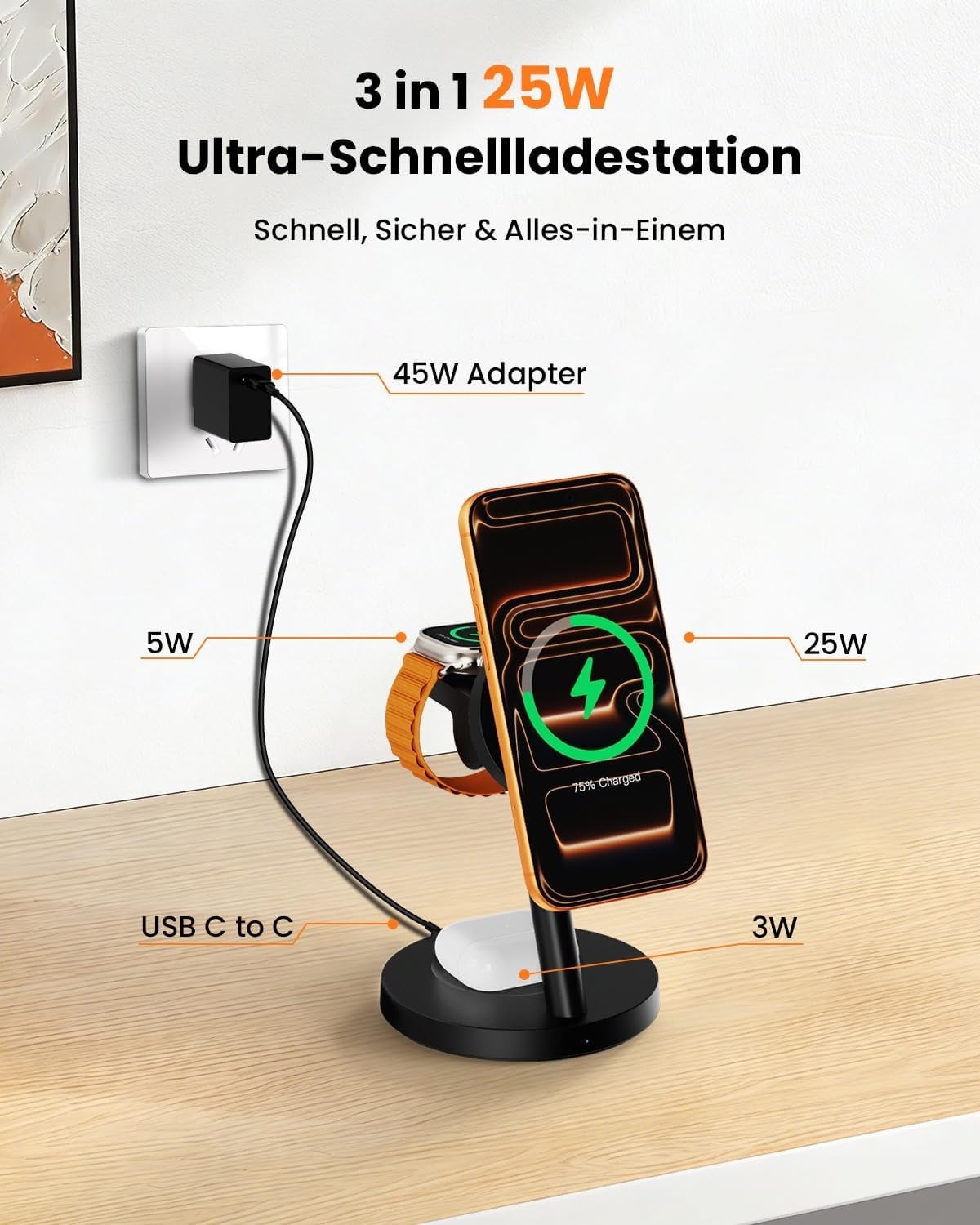 Station de recharge magnétique 4-en-1 25W : jusqu'à -33% sur l'outlet