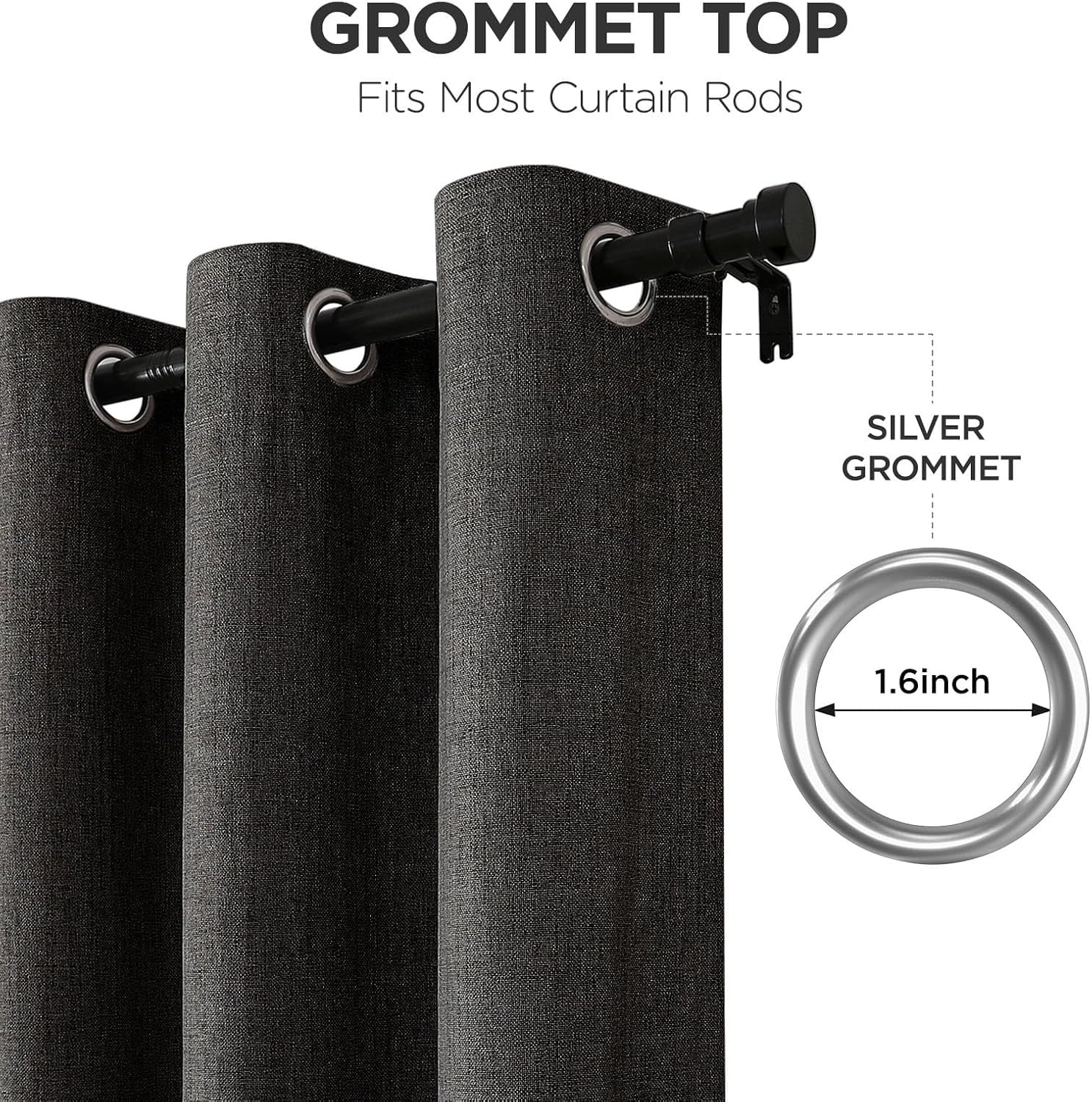 Rideaux occultants thermiques aspect lin 140x225 cm - Noir - Jusqu'à -34%