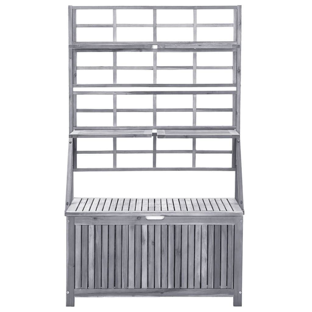 Coffre de jardin en acacia avec treillis - Gris - Jusqu'à -35%