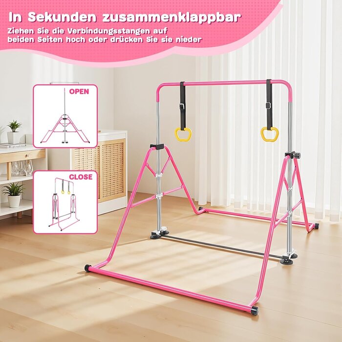 Barre de gymnastique enfant réglable - Rose - Jusqu'à -32%