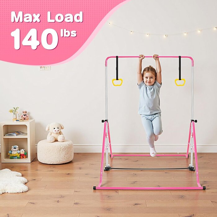 Barre de gymnastique enfant réglable - Rose - Jusqu'à -32%
