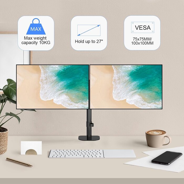 Support Double Moniteur 13-27" Ergonomique - Jusqu'à -27% sur l'Outlet