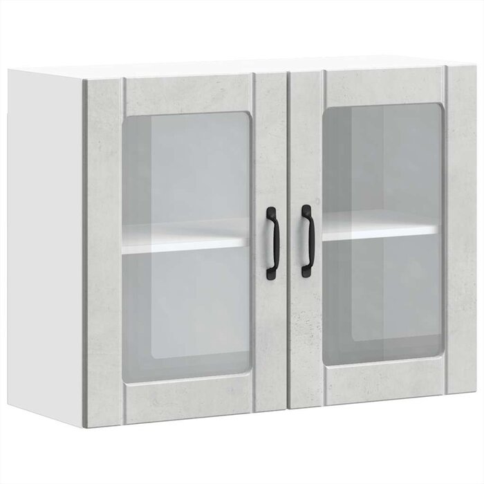 Vidaxl Meuble haut de cuisine porte vitrée gris béton - Jusqu'à 34% de réduction