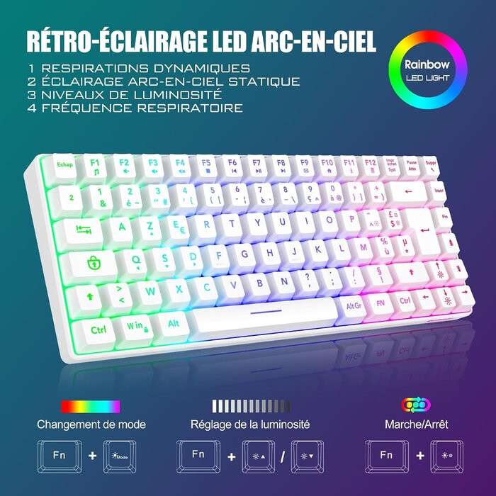 Combo Clavier & Souris Gaming Sans Fil Blanc - Jusqu'à -28%