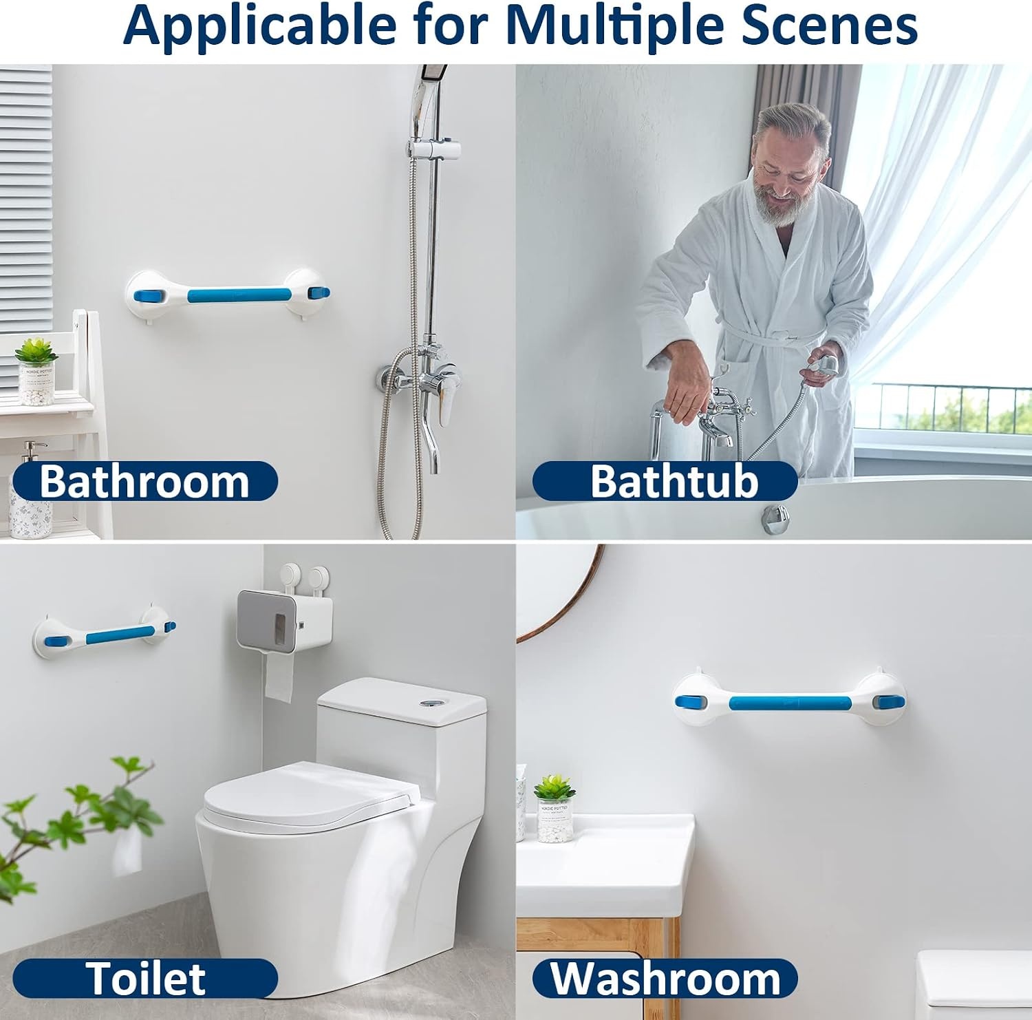 Lot de 2 poignées de douche ventouse 43 cm - Jusqu'à -28% de remise