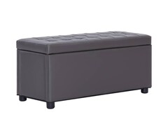 Vidaxl Pouf de rangement 87,5 cm en similicuir gris - Jusqu'à 62% de remise