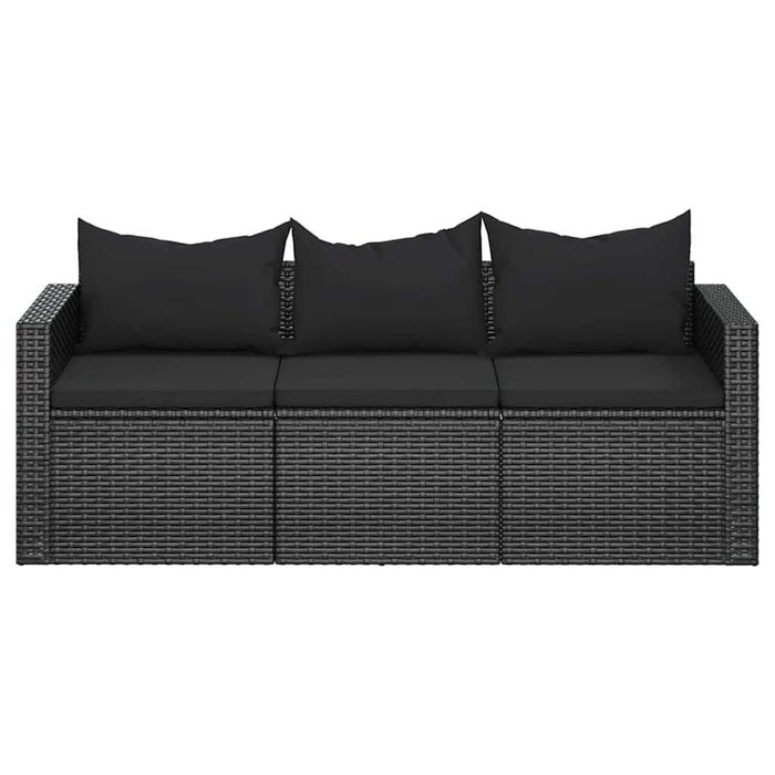 Vidaxl Banquette de jardin 3 places en résine tressée noire - Jusqu'à 35% de remise
