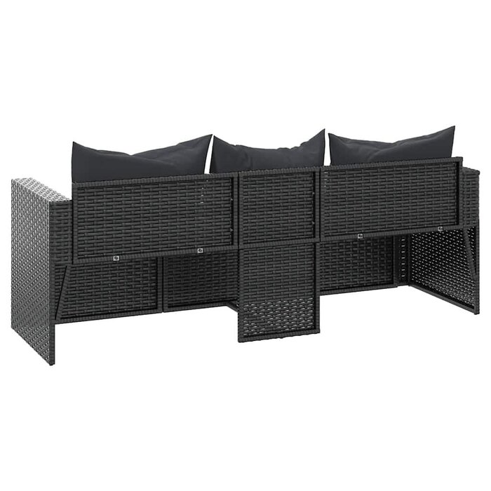 Vidaxl Banquette de jardin 3 places en résine tressée noire - Jusqu'à 35% de remise