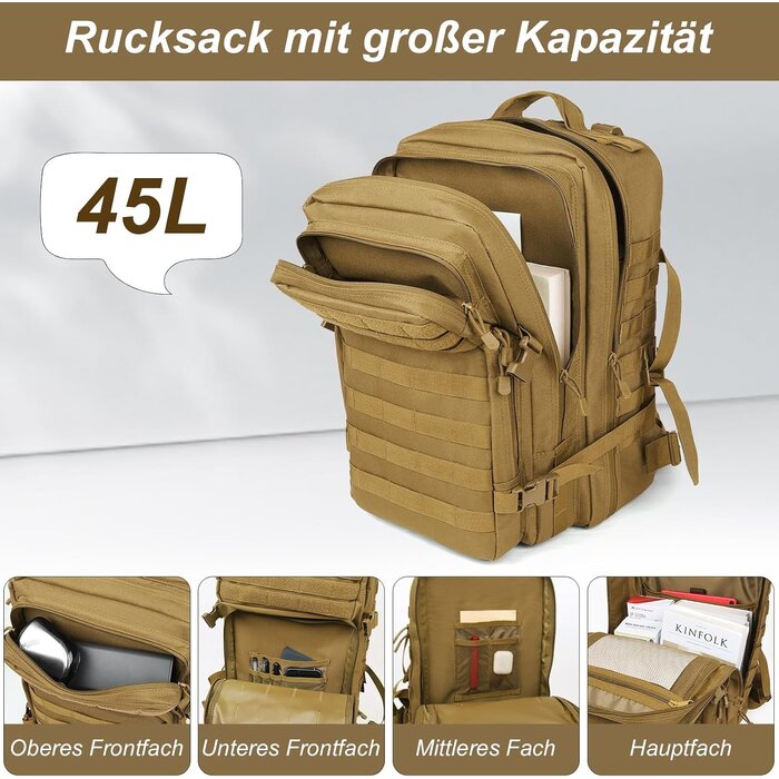 Sac à dos tactique 45L - Robuste et imperméable - Jusqu'à -27%