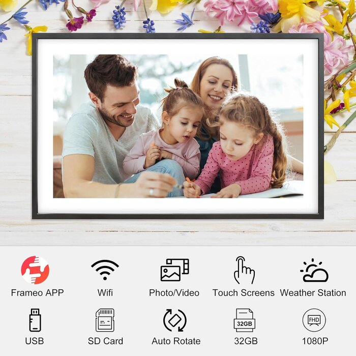 Cadre Photo Numérique 15,6" Full HD - Tactile - 32 Go - Jusqu'à -30%