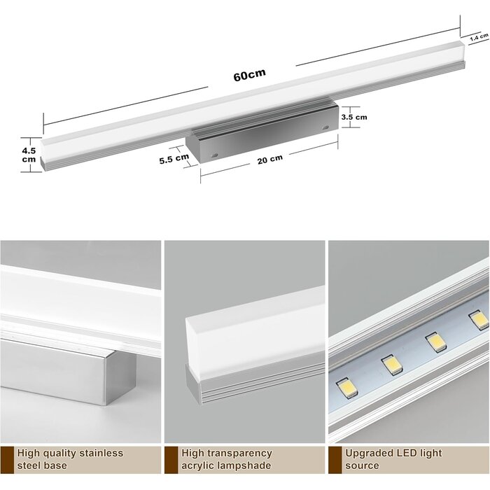 Applique LED miroir salle de bain 60cm - Jusqu'à 29% de réduction
