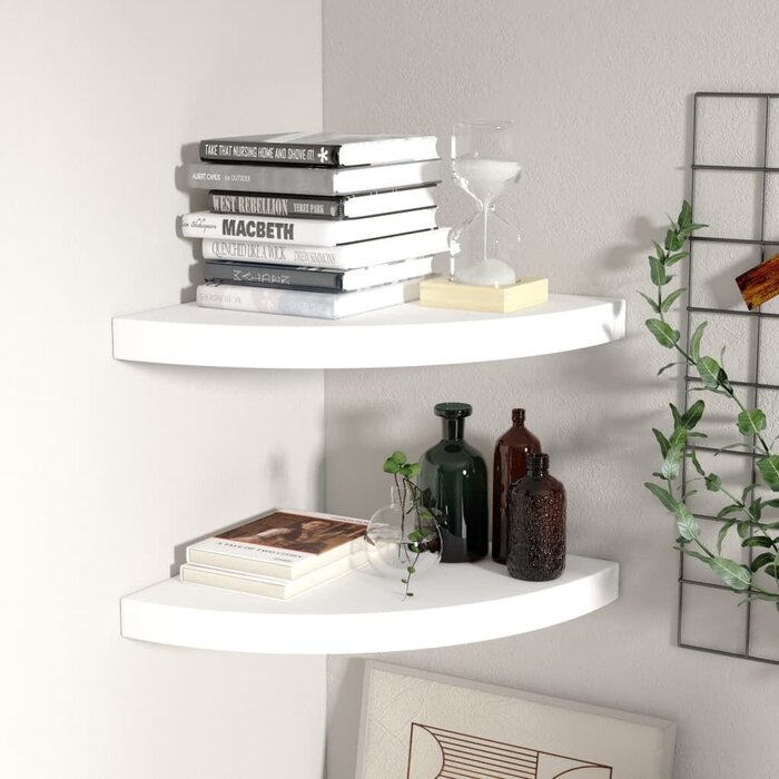Vidaxl Lot de 2 étagères d'angle flottantes MDF blanc - Jusqu'à -33%