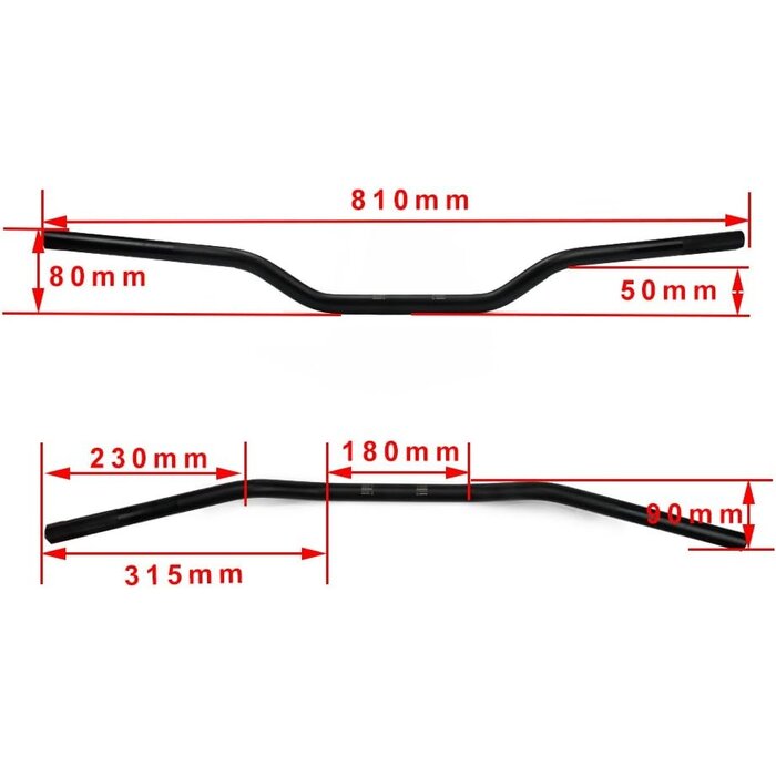 Guidon Moto Aluminium 22mm - Noir - Jusqu'à 32% de remise