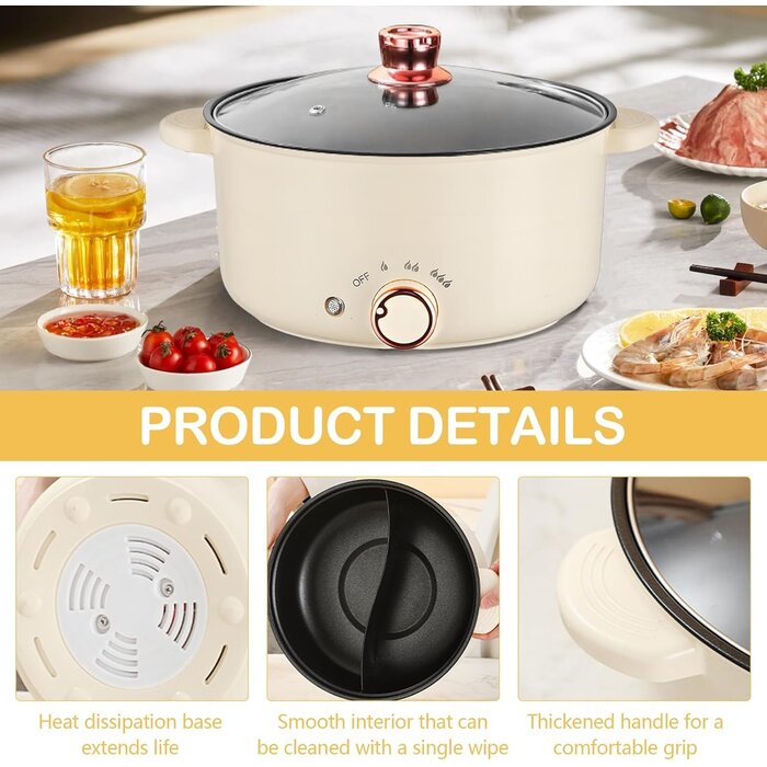 Marmite électrique multifonction 4L 1000W - Beige - Jusqu'à 32% de remise