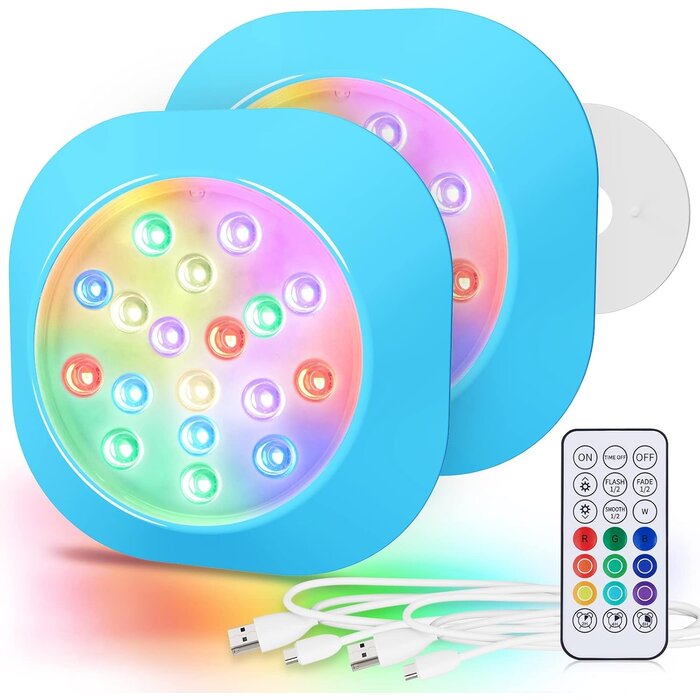 Lot de 2 Lampes LED Submersibles RGBW Rechargeables - Jusqu'à 33% de remise