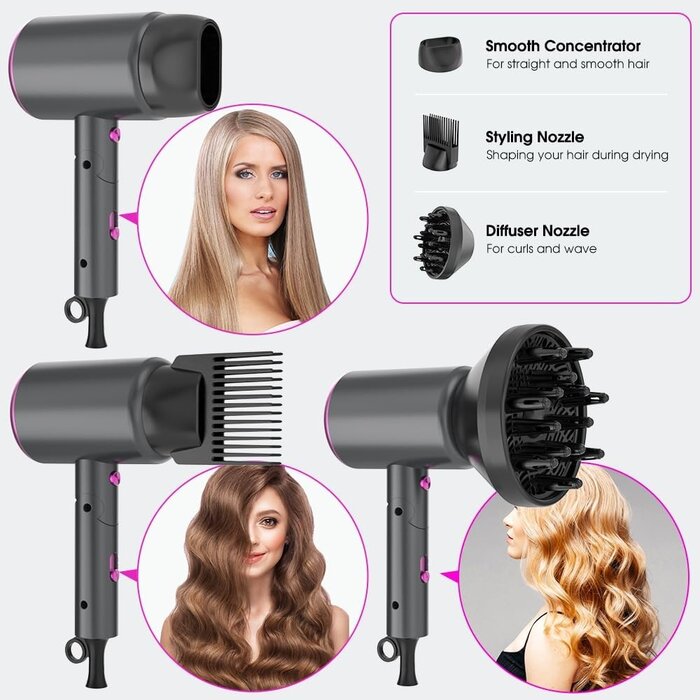 Sèche-cheveux ionique pliable 2400W - Gris - Jusqu'à -27%
