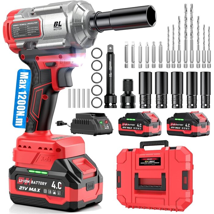 Clé à chocs sans fil 1/2" 1200 Nm - 2 batteries - Jusqu'à -30% de remise