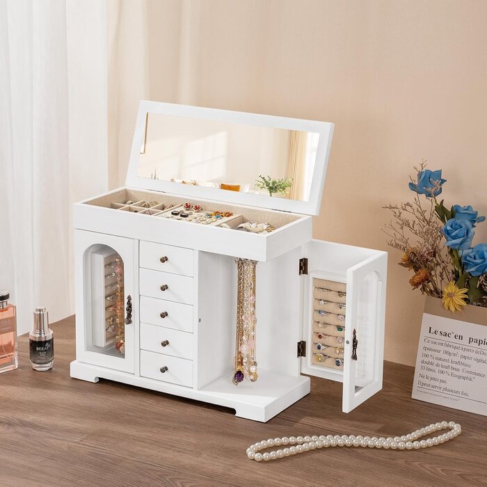 Grande boîte à bijoux vintage en bois blanc - Jusqu'à 33% de réduction