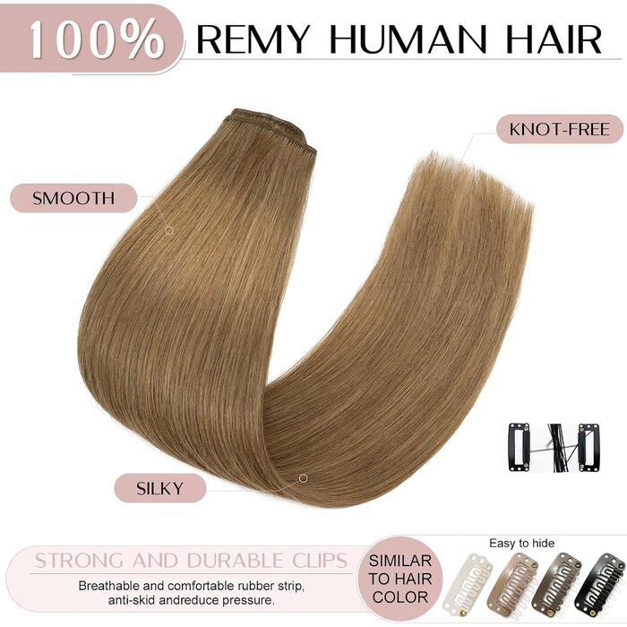 Extensions Cheveux Naturels 30cm - Châtain Clair #6 - Jusqu'à 33% de remise