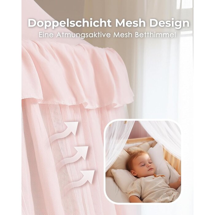 Ciel de lit princesse rose avec guirlande - Jusqu'à 32% de remise