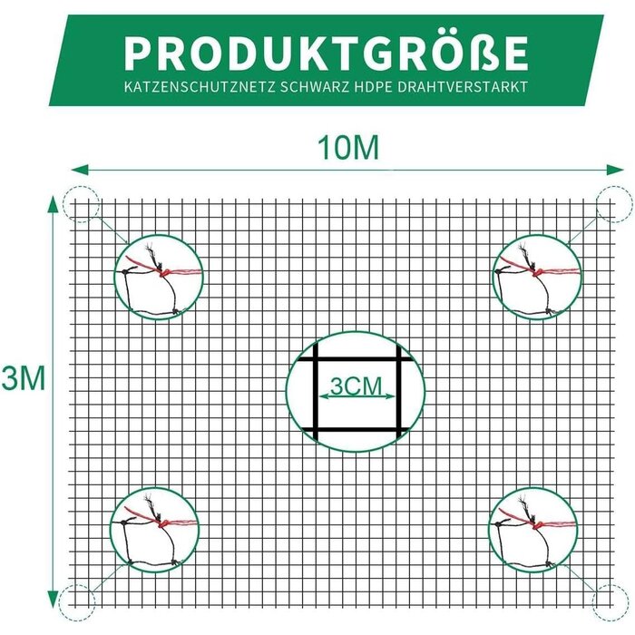 Filet de protection pour chat 10x3m - Renforcé - Jusqu'à -34% sur l'outlet