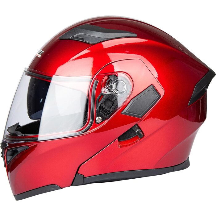 Casque moto modulable rouge - Double visière - Jusqu'à 34% de remise