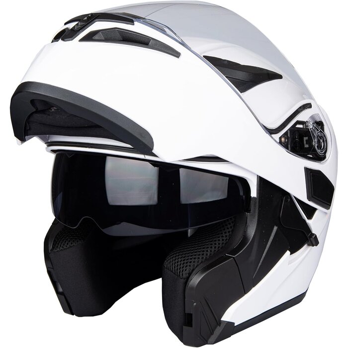 Casque moto modulable rouge - Double visière - Jusqu'à 34% de remise