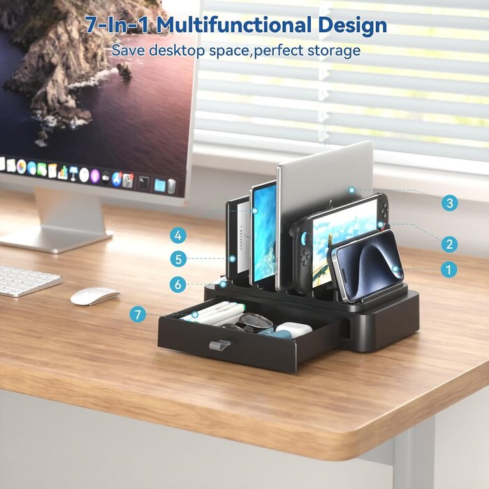 Support Vertical 6 emplacements avec Tiroir - Jusqu'à -32% sur votre bureau
