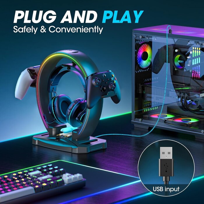 Support Gaming Casque et Manette LED RGB - Jusqu'à 32% de remise