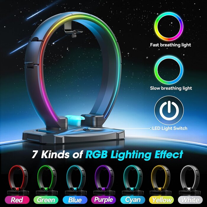 Support Gaming Casque et Manette LED RGB - Jusqu'à 32% de remise