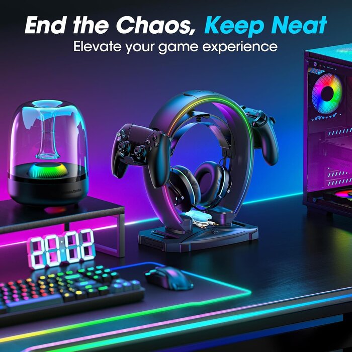 Support Gaming Casque et Manette LED RGB - Jusqu'à 32% de remise