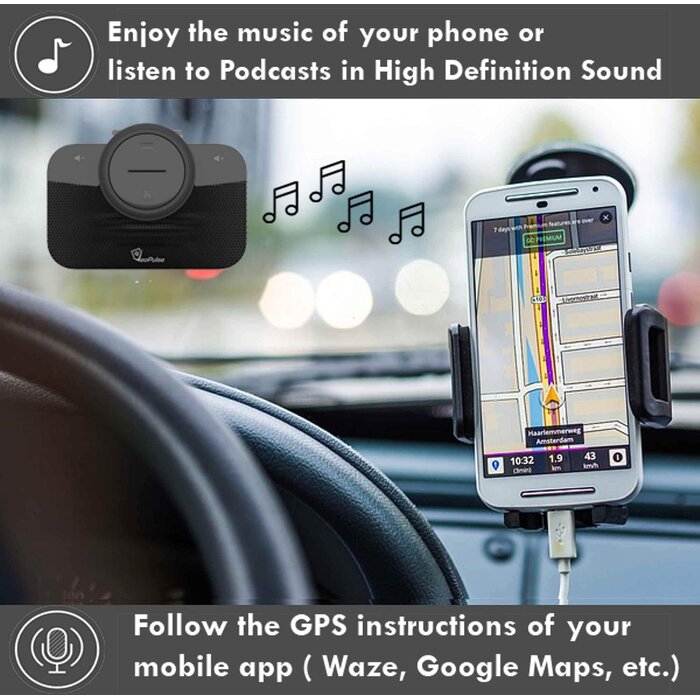 Kit mains libres Bluetooth pour voiture - Jusqu'à 34% de remise
