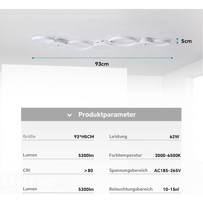 Plafonnier LED 7 anneaux dimmable - Blanc - 93 cm - Jusqu'à -34%