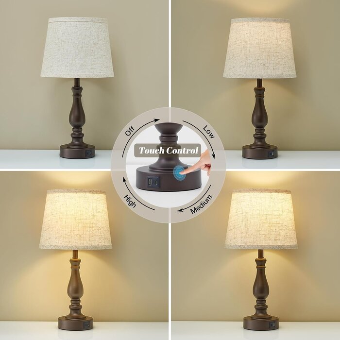 Lot de 2 lampes de chevet tactiles avec ports USB - Jusqu'à 33% de remise