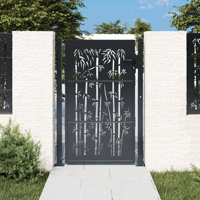 Vidaxl Portillon de jardin motif bambou anthracite 105x155 cm - Jusqu'à 35% de remise
