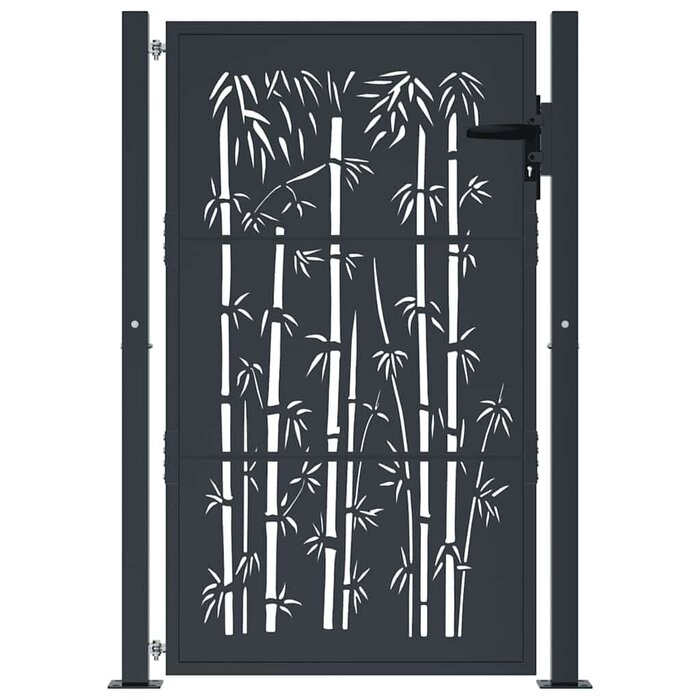 Vidaxl Portillon de jardin motif bambou anthracite 105x155 cm - Jusqu'à 35% de remise