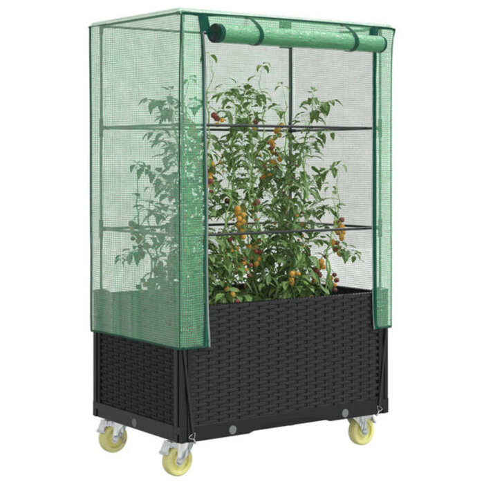 Vidaxl Jardinière surélevée avec serre et roues - Jusqu'à -35%