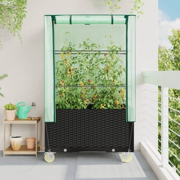 Vidaxl Jardinière surélevée avec serre et roues - Jusqu'à -35%