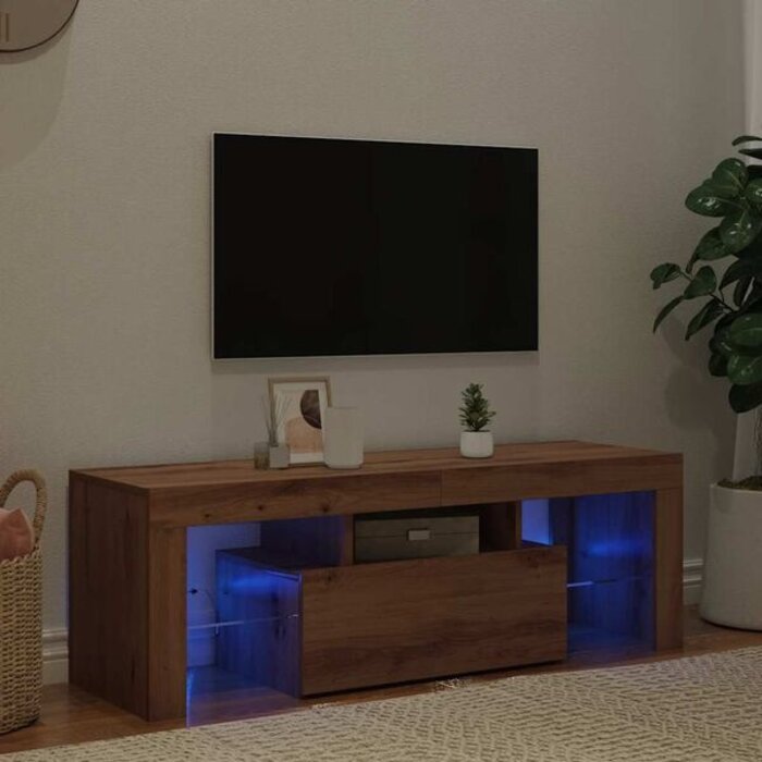Vidaxl Meuble TV LED 120 cm chêne artisanal - Jusqu'à 34% de remise