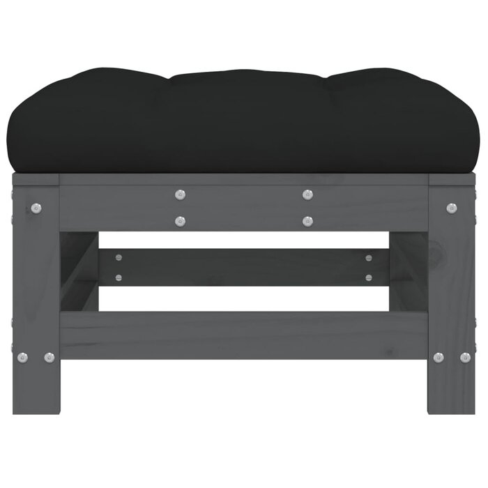 Repose-pieds de jardin en pin massif - Gris - Jusqu'à -34%