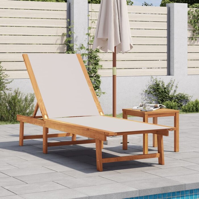 Vidaxl Bain de soleil en acacia massif - Gris - Jusqu'à -35%