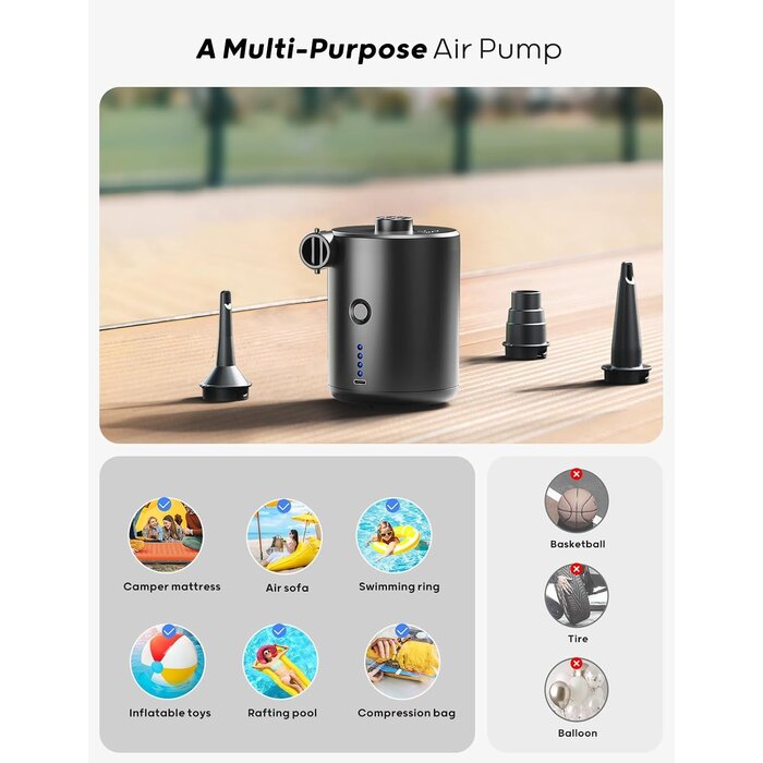 Pompe à air électrique portable 4000mAh - Jusqu'à -27%